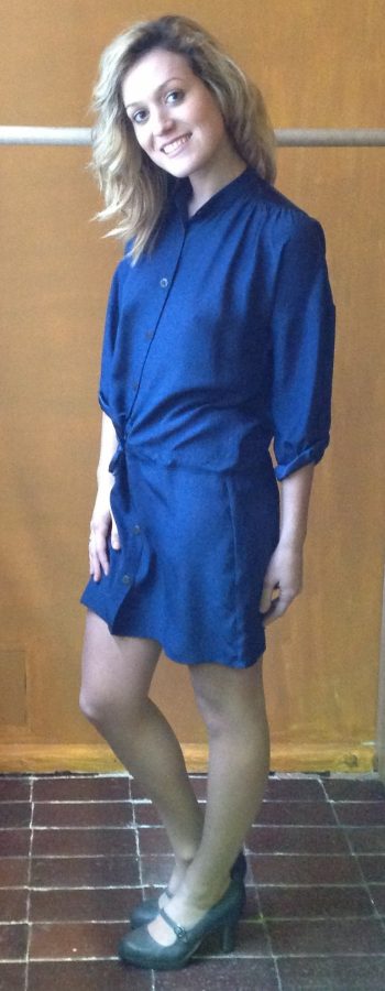 Vestido Canmisero de Seda Natural en Azul Marino